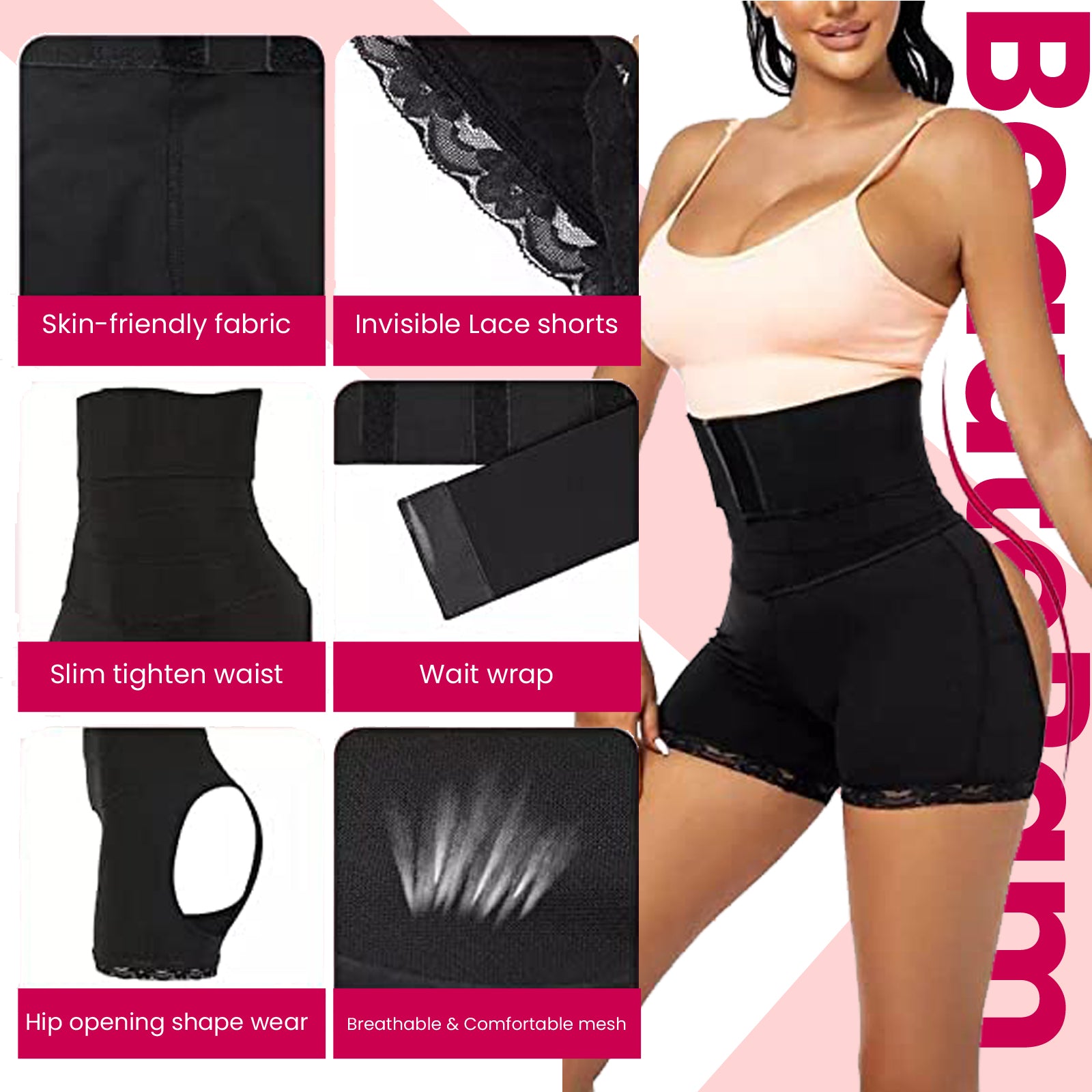 Butt lifter panties waist wrap tummy control shapewear