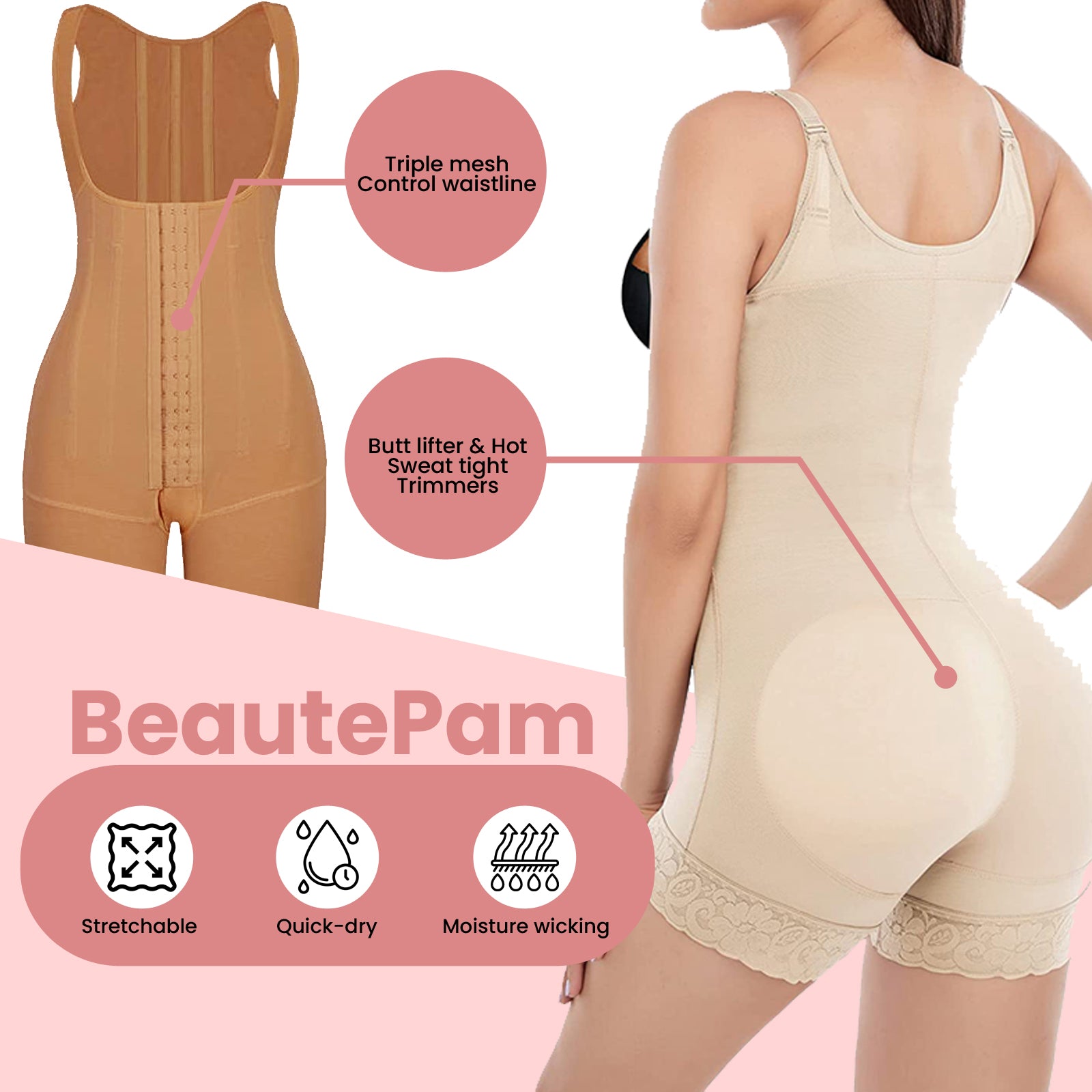 Women Shapewear Bodysuit Rompers - Fajas Bosuit Open Bust Full Body Shaper