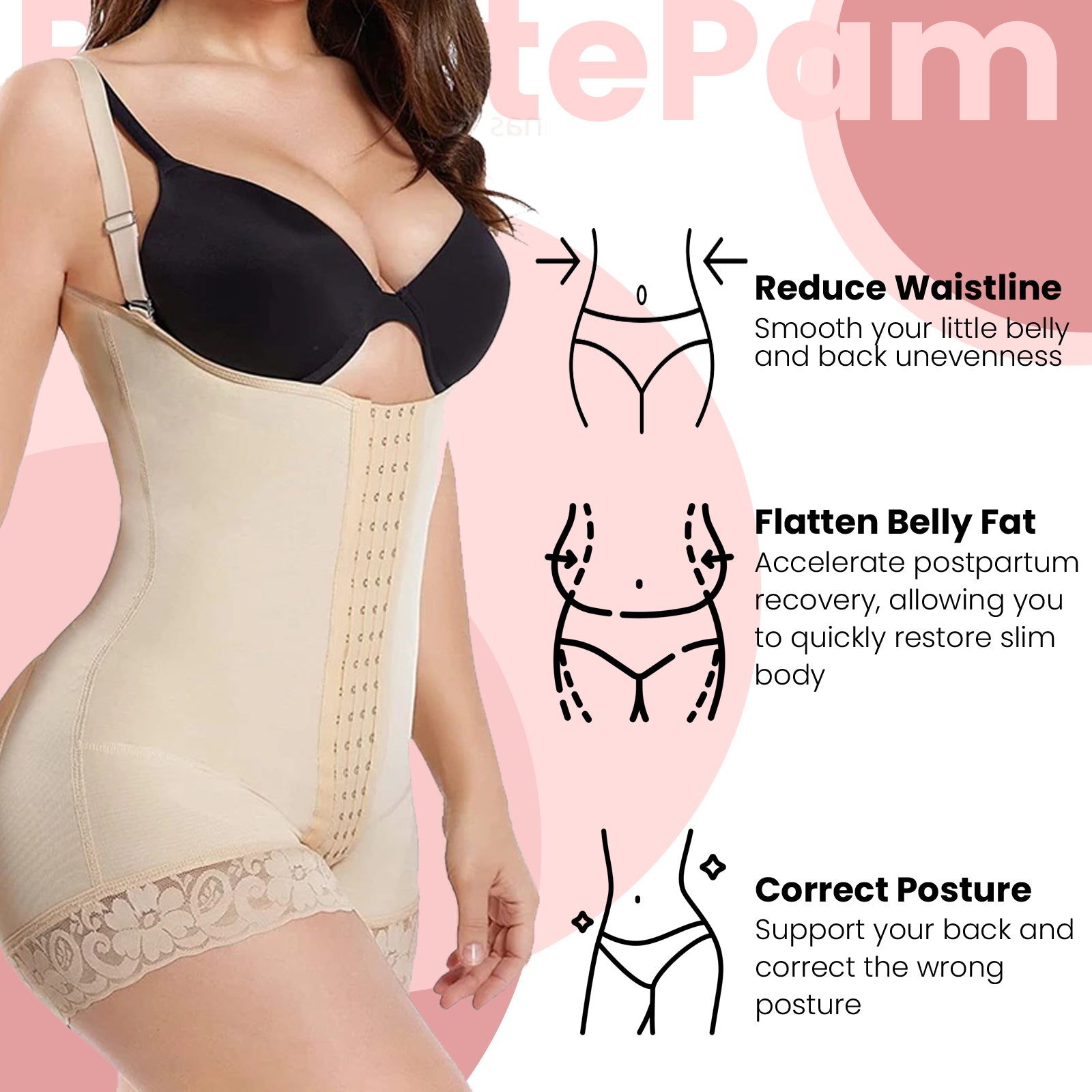 Women Shapewear Bodysuit Rompers - Fajas Bosuit Open Bust Full Body Shaper