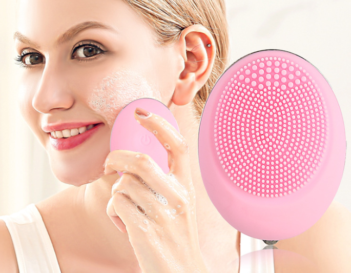 Waterproof Facial Brush Vibrating Face Cleanser Sonic Cleansing Brush Skin Cleansing System Silicone Face Cleansing Brush Rotating Face Brush Rechargeable Facial Brush