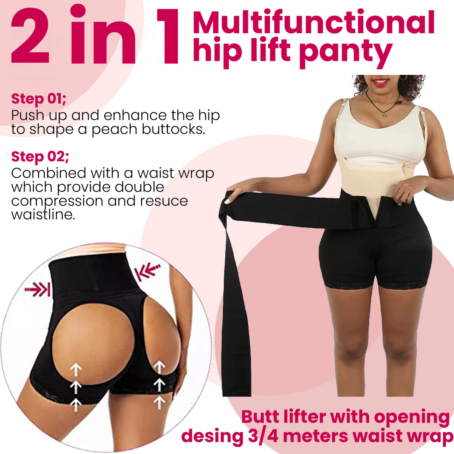 Butt lifter panties waist wrap tummy control shapewear